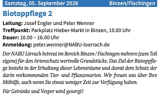 Biotoppflege des NABU Lörrach in Binzen und Fischingen